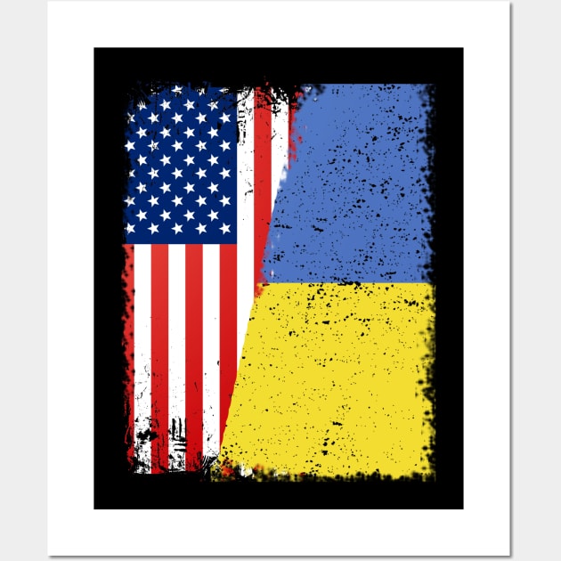 UKRAINIAN ROOTS | Half American Flag | UKRAINE Wall Art by UniqueBoutiqueTheArt